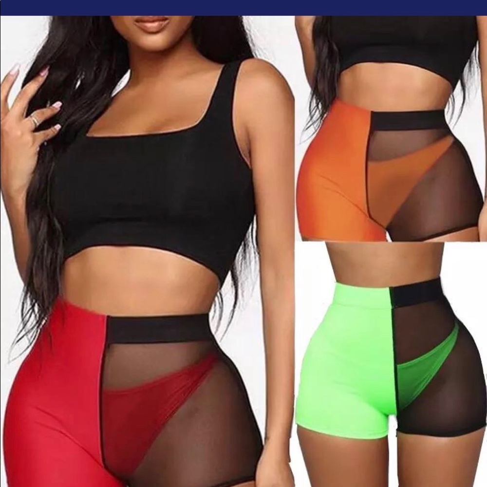 Half mesh sexy shorts